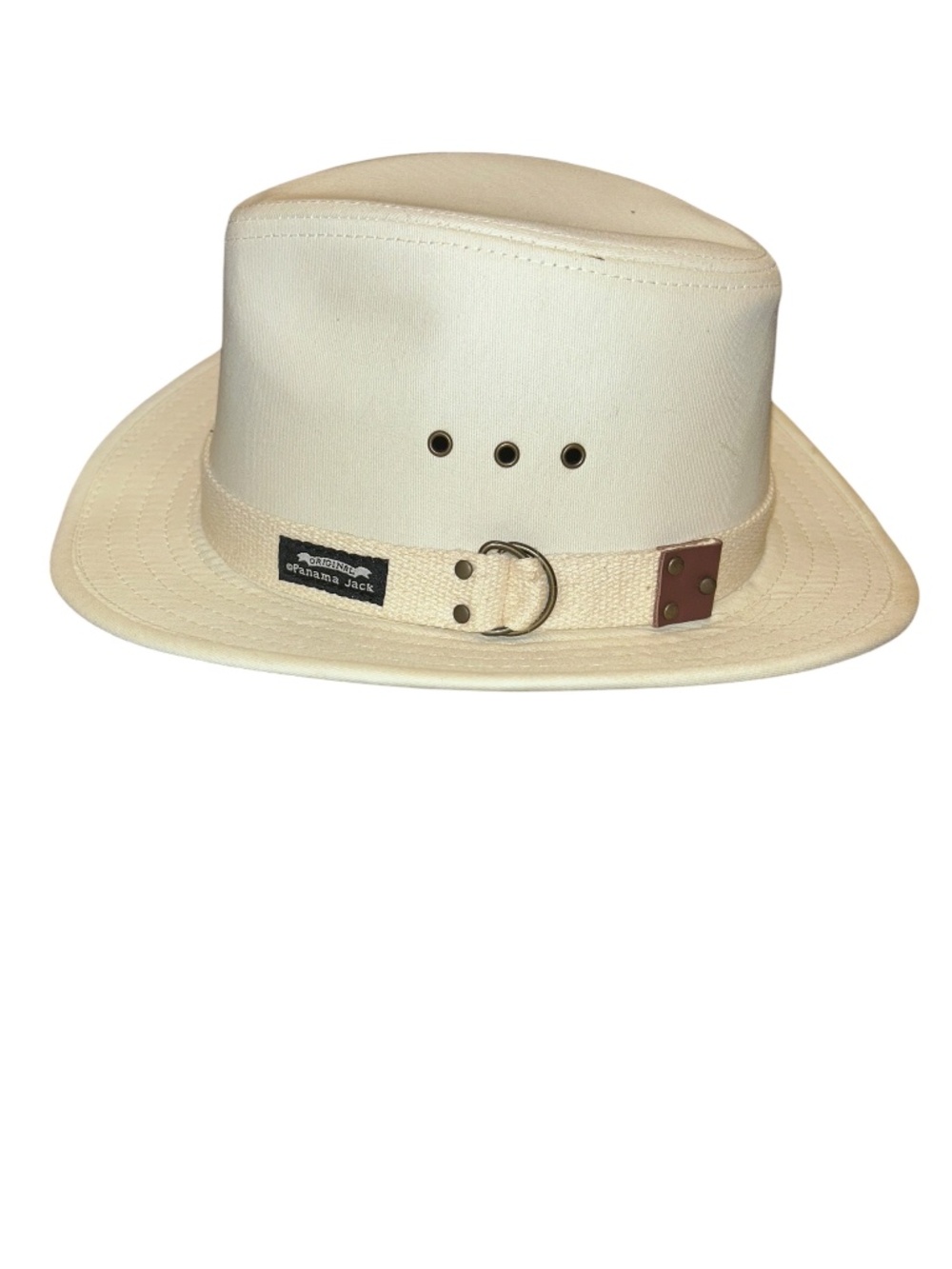 Panama Jack Vintage original trilby fedora Indiana Jones bone white hat L